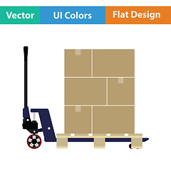 Image showing Hand hydraulic pallet truc with boxes icon