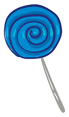 Image showing Round blue lollipop with grey stick, vector or color illustratio