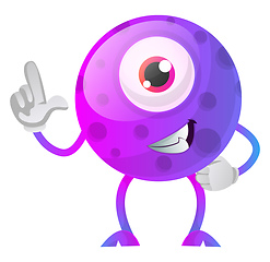 Image showing One thumbs up purple monster illustration vector on white backgr