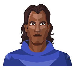 Image showing Man with a long black hair and blue hoody illustration vector on