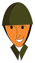 Image showing A young soldier wearing a military helmet is happy vector color 