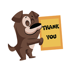 Image showing Brown dog holding a Thank you sign vector sticker illustration o