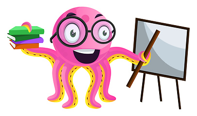 Image showing Teacher octopus holding a lesson illustration vector on white ba