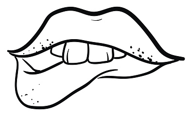 Image showing Tattoo lips, vector or color illustration.
