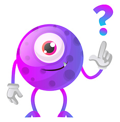 Image showing Purple monster with a question sign illustration vector on white