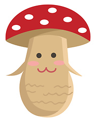 Image showing A smiling cartoon mushroom vector or color illustration