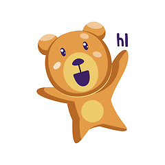 Image showing Light brown teddy bear saying Hi vector illustration on a white 