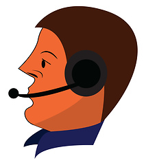 Image showing Face of an operator with his headphones and wears a high-neck co