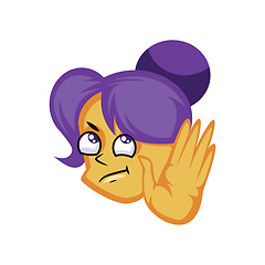 Image showing Girl with purple hair showing stop sign with hand vector illustr