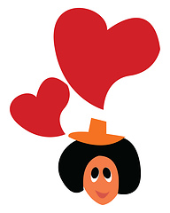 Image showing Young girl in love vector or color illustration