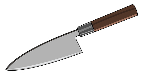 Image showing A sharp steel blade knife used in kitchen for chopping or cuttin