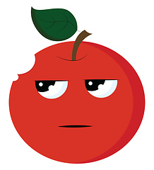 Image showing Angry apple with sparkling eyes, vector color illustration.