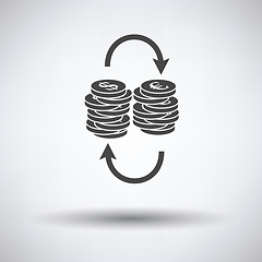 Image showing Dollar euro coins stack icon