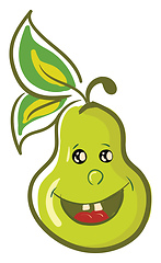 Image showing A happy green pear, vector color illustration.