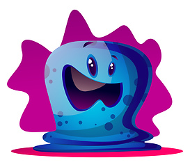 Image showing Confused cartoon blue monster vector illustartion on white backg