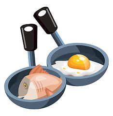 Image showing Fry Pans vector color illustration.