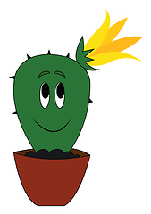 Image showing Cute cactus with yellow flower vector illustration 