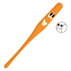 Image showing A happy baseball bat and a sad baseball vector or color illustra