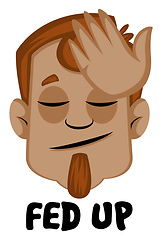 Image showing Human emoji feeling fed up, illustration, vector on white backgr