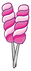 Image showing Two spiral-shaped pink-colored lollipops vector or color illustr