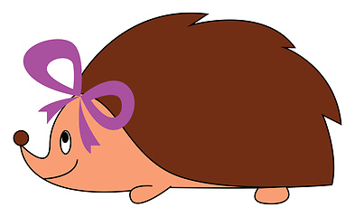 Image showing Girl hedgehog with purple bow illustration vector on white backg