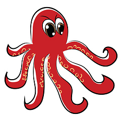 Image showing An angry red octopus with its tentacles vector color drawing or 