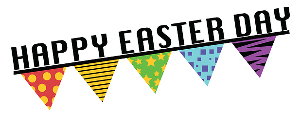 Image showing Happy Easter day sign with flags illustration web vector on a wh