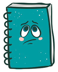 Image showing Emoji of a sad spring wirebround blue-colored notebook vector or