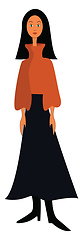 Image showing Clipart of a girl with long black straight hair looks cute vecto