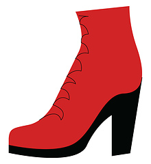 Image showing A fashionable red and black high ankle stylish boot for women ve