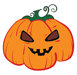 Image showing The devilish big fat orange pumpkin looks terrifying vector or c