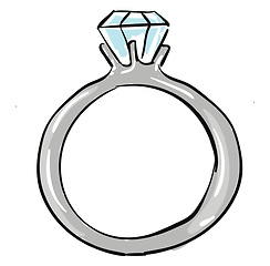 Image showing Painting of a white diamond ring, vector or color illustration. 