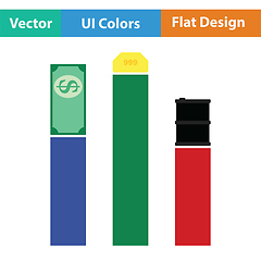 Image showing Oil, dollar and gold chart concept icon