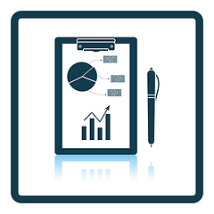 Image showing Writing tablet with analytics chart and pen icon