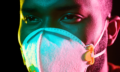 Image showing african american man in mask or respirator