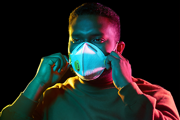 Image showing african american man in mask or respirator