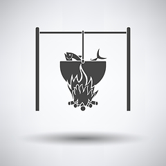 Image showing Icon of fire and fishing pot