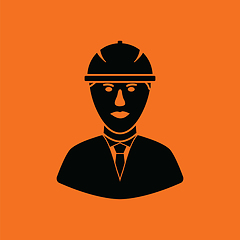 Image showing Icon of construction worker head in helmet