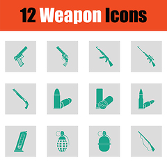 Image showing Set of twelve weapon icons