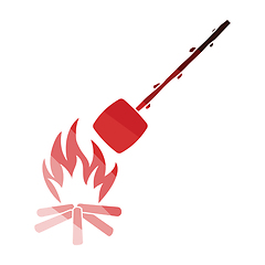 Image showing Camping fire with roasting marshmallow icon