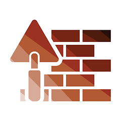 Image showing Icon of brick wall with trowel