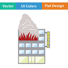 Image showing Hotel building in fire icon