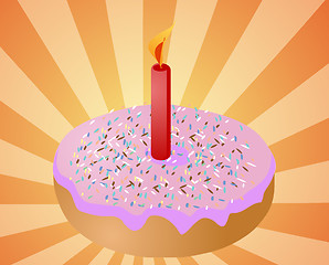 Image showing Birthday donut with candle