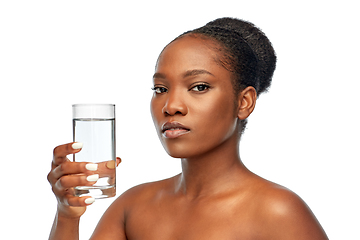 Image showing young african american woman with glass of water