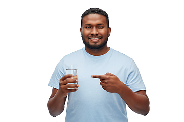 Image showing happy african american man with glass of water