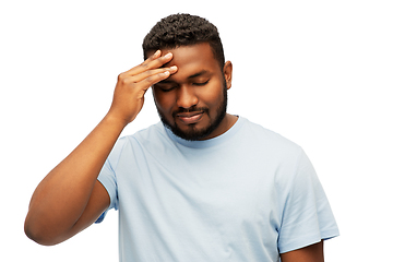 Image showing stressed young african american man with headache