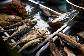 Image showing Fried fish in wet market