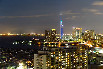 Image showing Night view of Fukuoka City