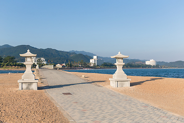 Image showing Aoshima Shrine and sead beach