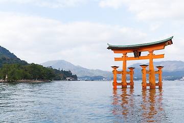 Image showing Itsukushima shrine japan miyajima torii gate